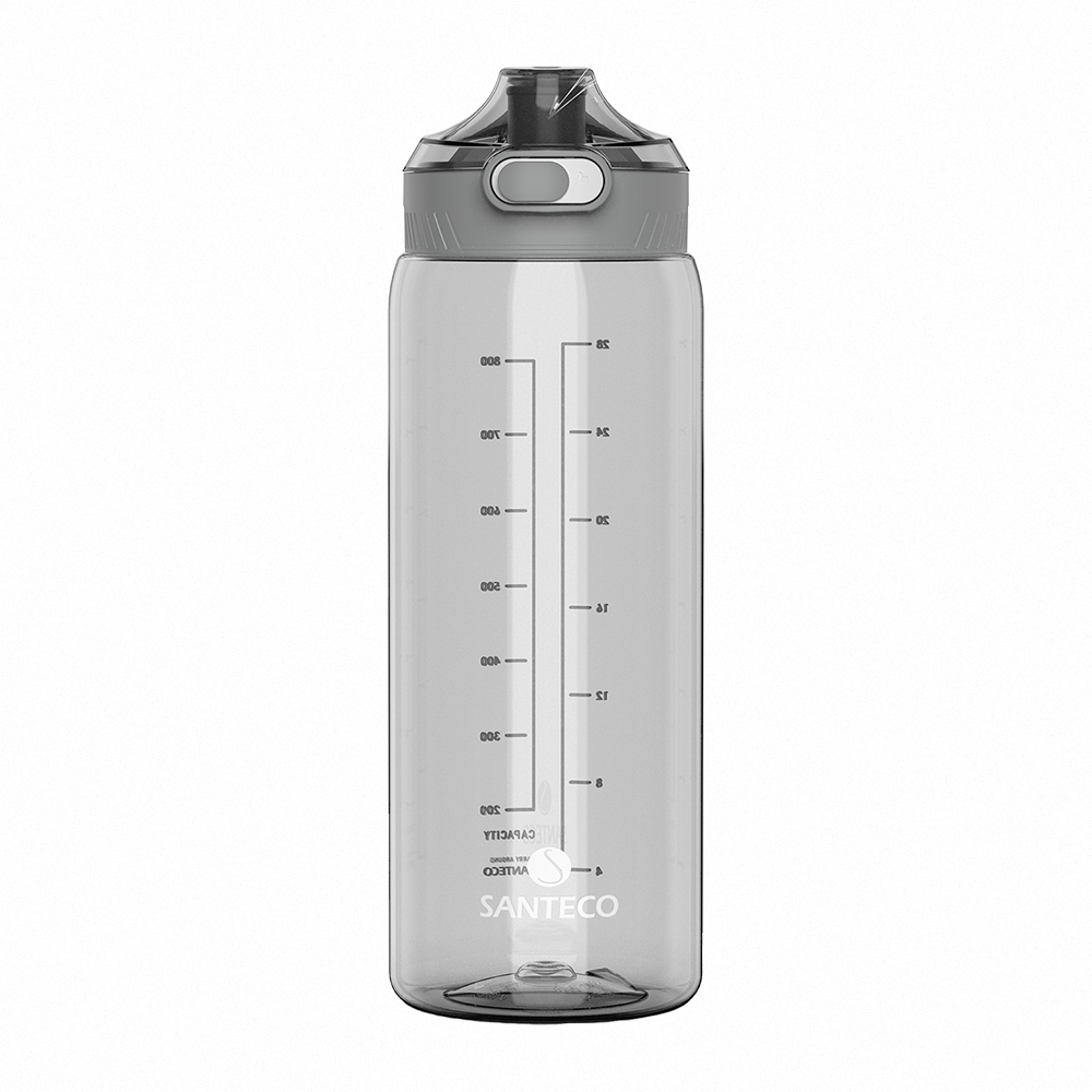 法國SANTECO-Ibiza Tritan冷水瓶1000ml 暴風灰(水量刻度)